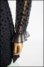 Vintage 1960s Black Dot Ruffle Mini Dress