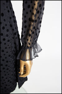 Vintage 1960s Black Dot Ruffle Mini Dress