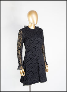 Vintage 1960s Black Dot Ruffle Mini Dress