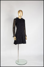 Vintage 1960s Black Dot Ruffle Mini Dress