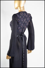 Vintage 1970s Black Beaded Moss Crepe Dress
