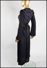 Vintage 1970s Black Beaded Moss Crepe Dress