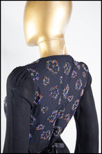 Vintage 1970s Black Beaded Moss Crepe Dress