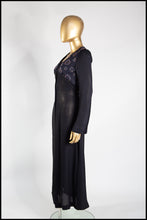 Vintage 1970s Black Beaded Moss Crepe Dress