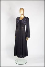 Vintage 1970s Black Beaded Moss Crepe Dress