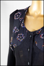 Vintage 1970s Black Beaded Moss Crepe Dress
