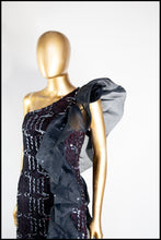 Vintage 1980s Black Asymmetric Ruffle Dress