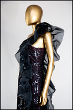 Vintage 1980s Black Asymmetric Ruffle Dress