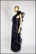 Vintage 1980s Black Asymmetric Ruffle Dress