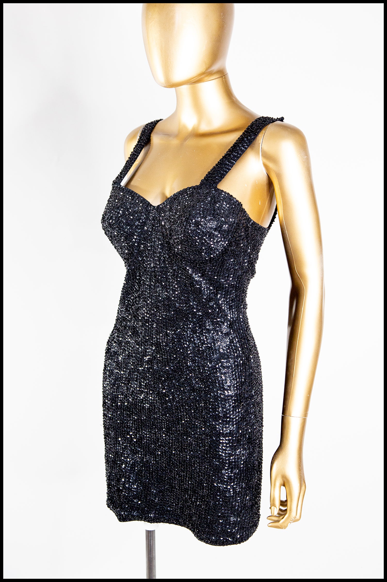 Vintage 1980s Black Sequin Mini Dress
