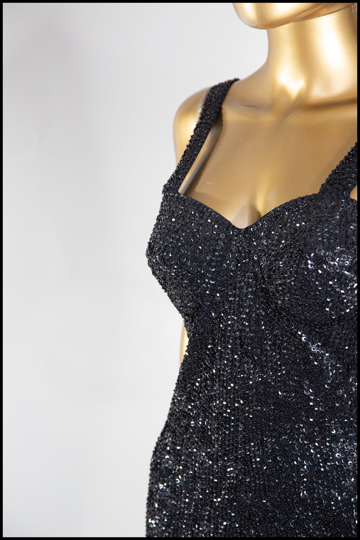 Vintage 1980s Black Sequin Mini Dress