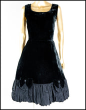 Vintage 1950s Black Velvet Bubble Cocktail Dress