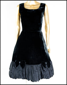 Vintage 1950s Black Velvet Bubble Cocktail Dress