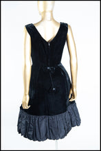 Vintage 1950s Black Velvet Bubble Cocktail Dress