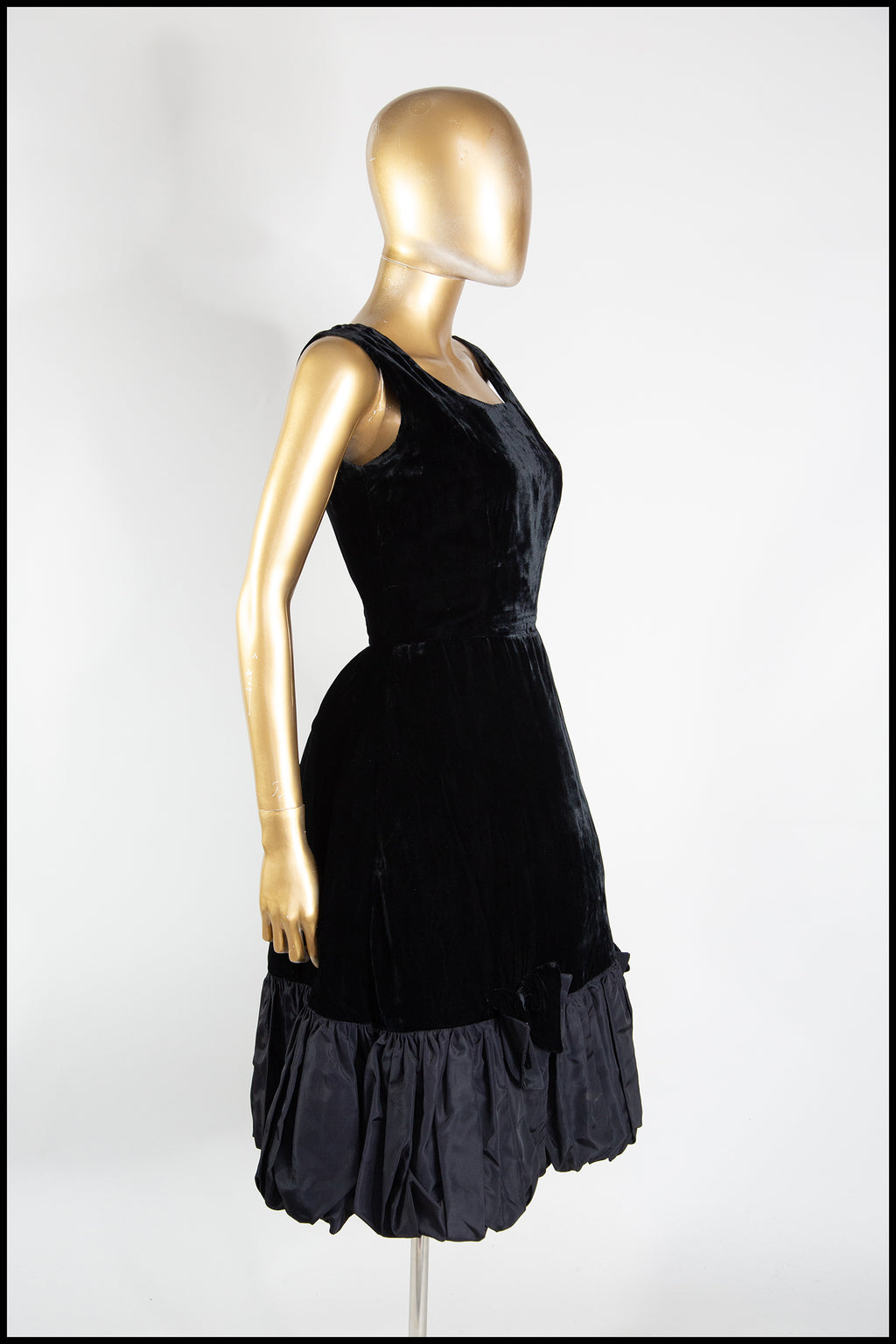 Vintage 1950s Black Velvet Bubble Cocktail Dress