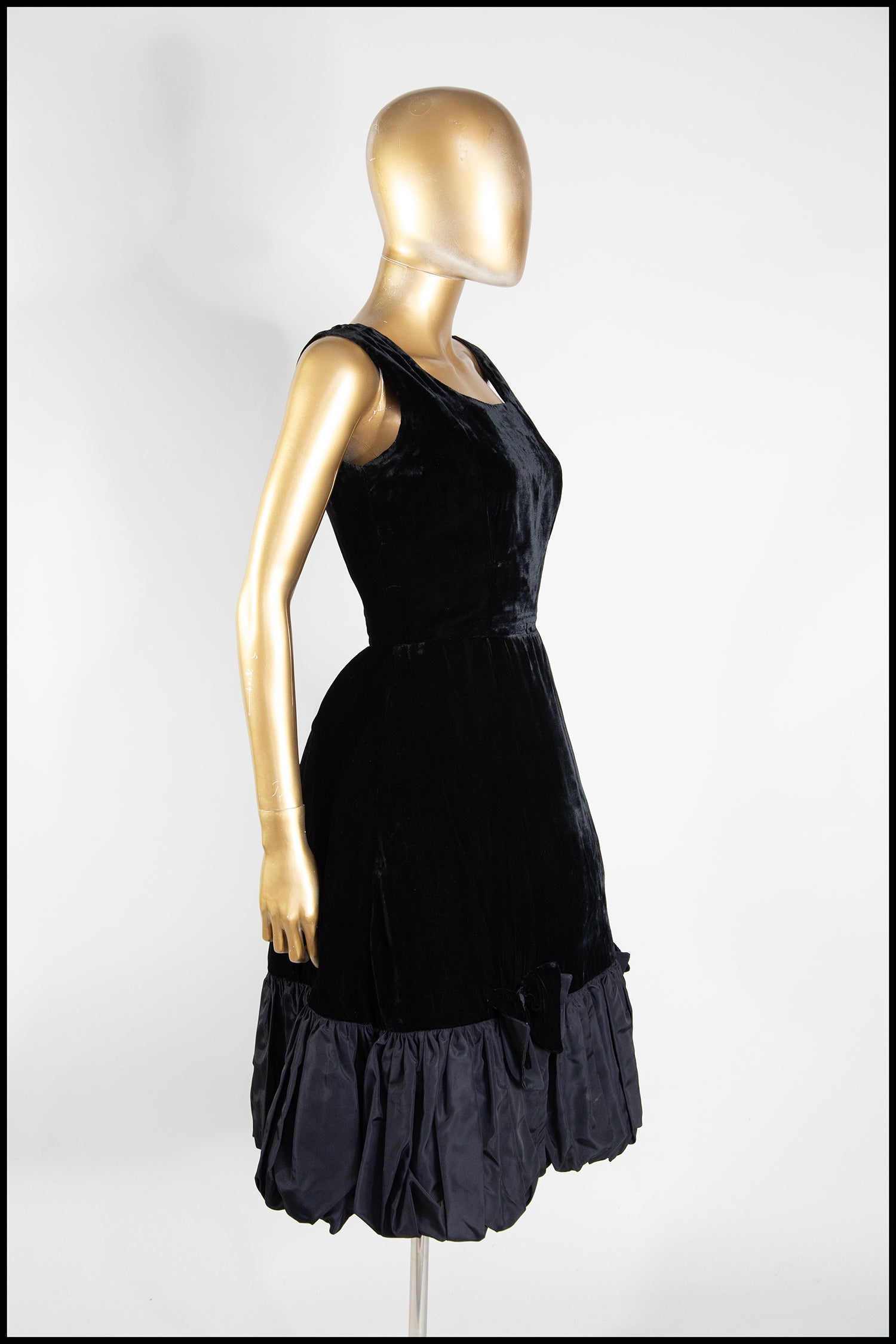 Vintage 1950s Black Velvet Bubble Cocktail Dress