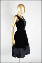 Vintage 1950s Black Velvet Bubble Cocktail Dress