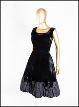 Vintage 1950s Black Velvet Bubble Cocktail Dress