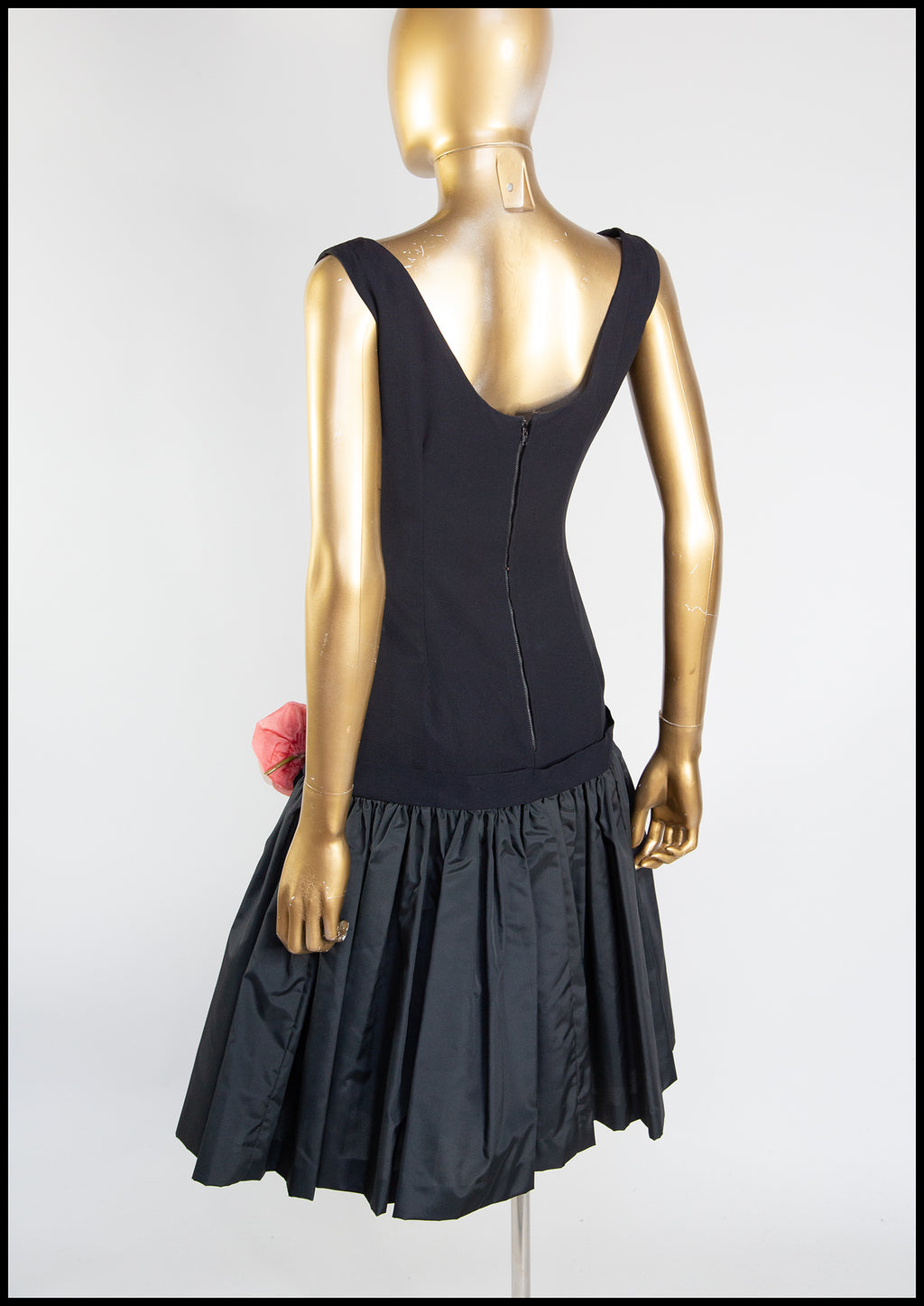 Vintage 1950s Black Crepe Cocktail Dress
