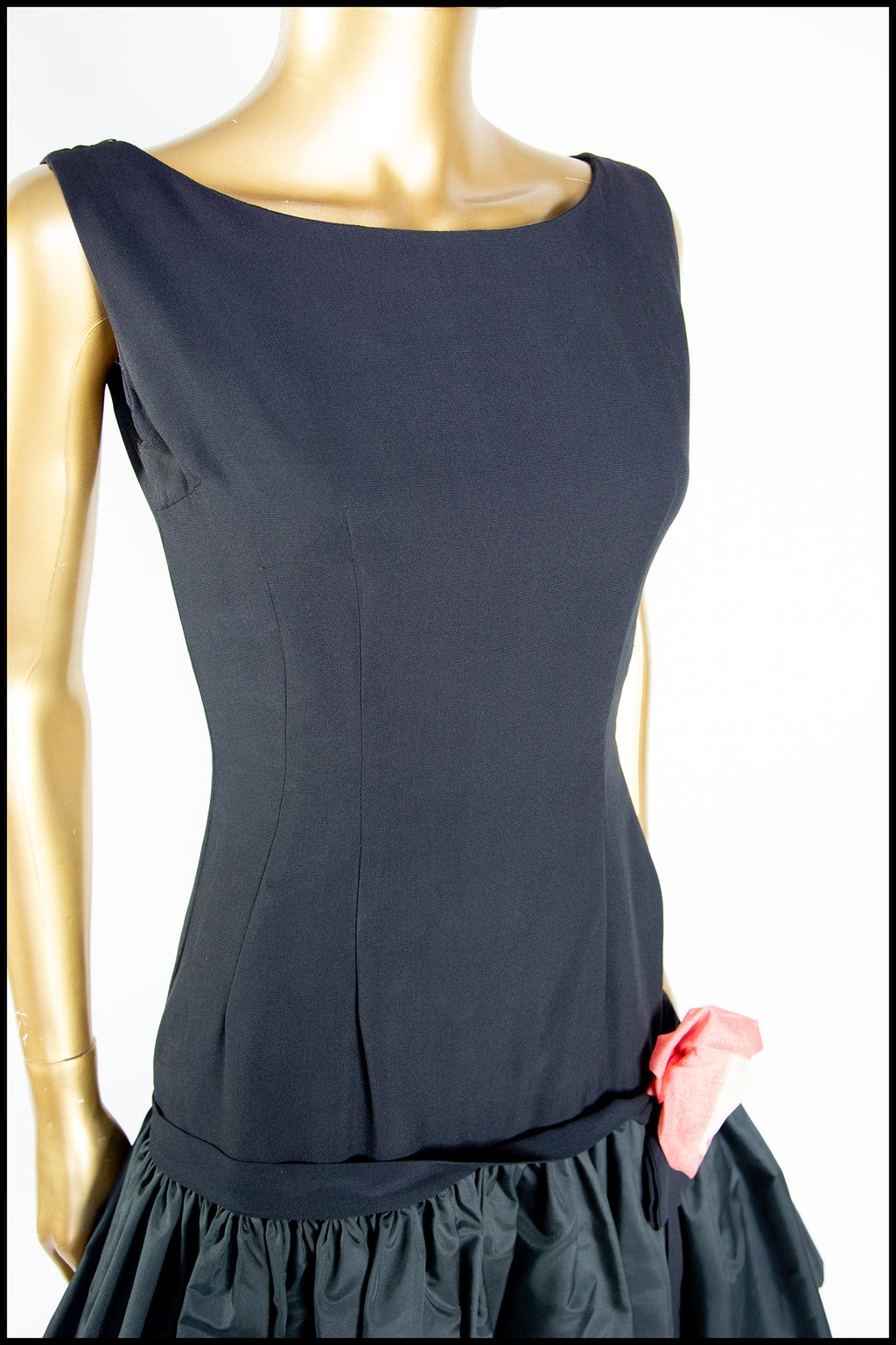 Vintage 1950s Black Crepe Cocktail Dress