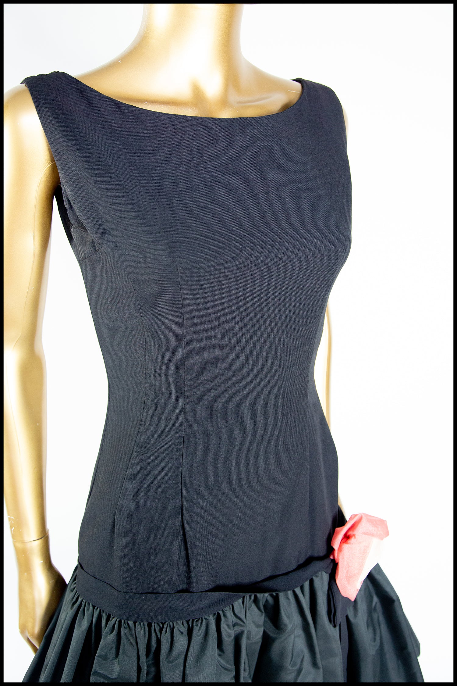 Vintage 1950s Black Crepe Cocktail Dress