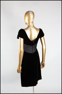 Vintage 1950s Black Velvet Wiggle Dress