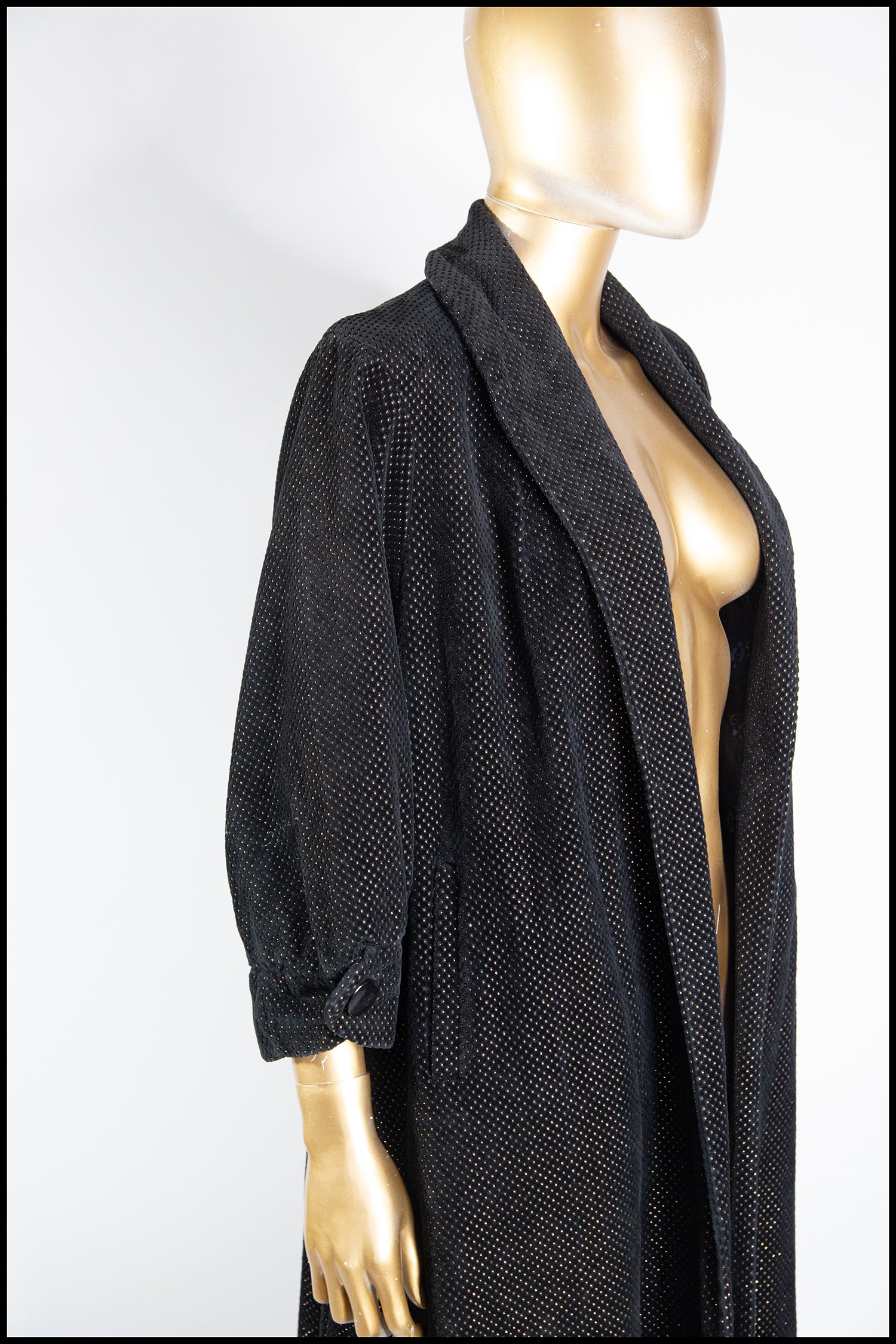 Vintage 1950s Black Velvet Swing Coat