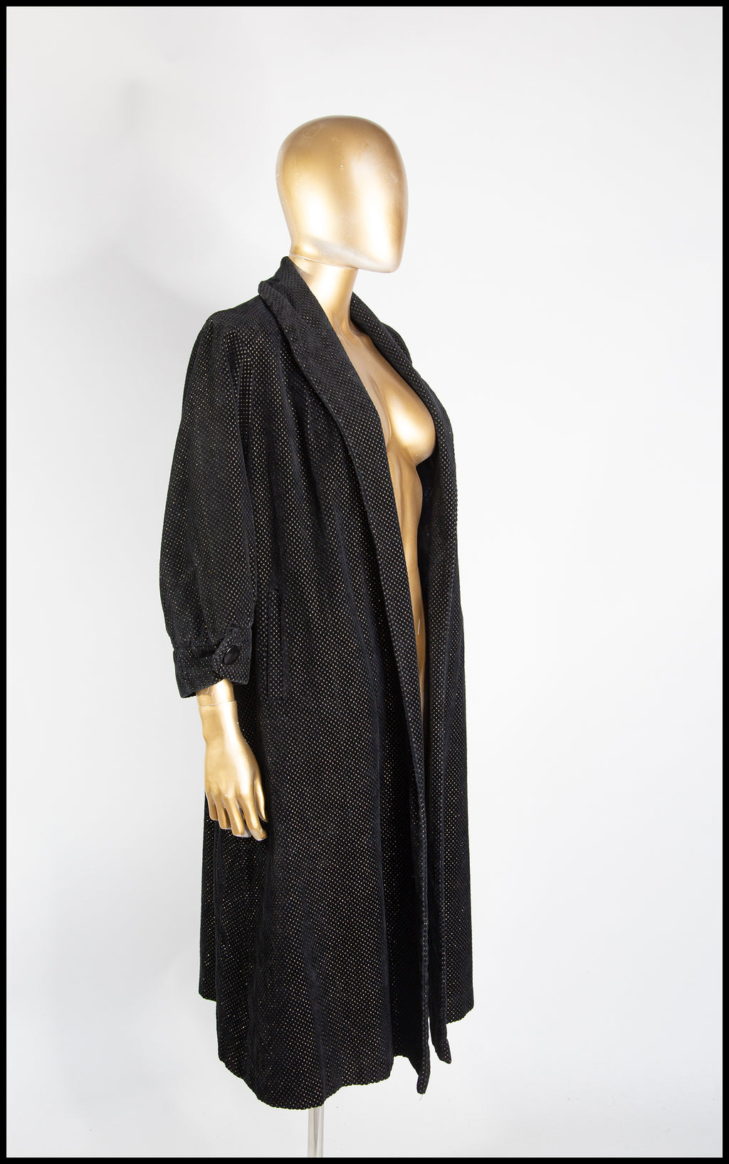 Vintage 1950s Black Velvet Swing Coat