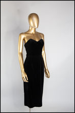Vintage 1980s Black Velvet Strapless Wiggle Dress