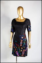 Vintage 1980s Black Beaded Novelty Candy Mini Dress