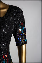 Vintage 1980s Black Beaded Novelty Candy Mini Dress
