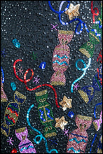 Vintage 1980s Black Beaded Novelty Candy Mini Dress
