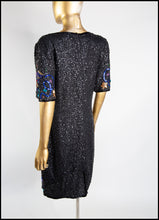 Vintage 1980s Black Beaded Novelty Candy Mini Dress
