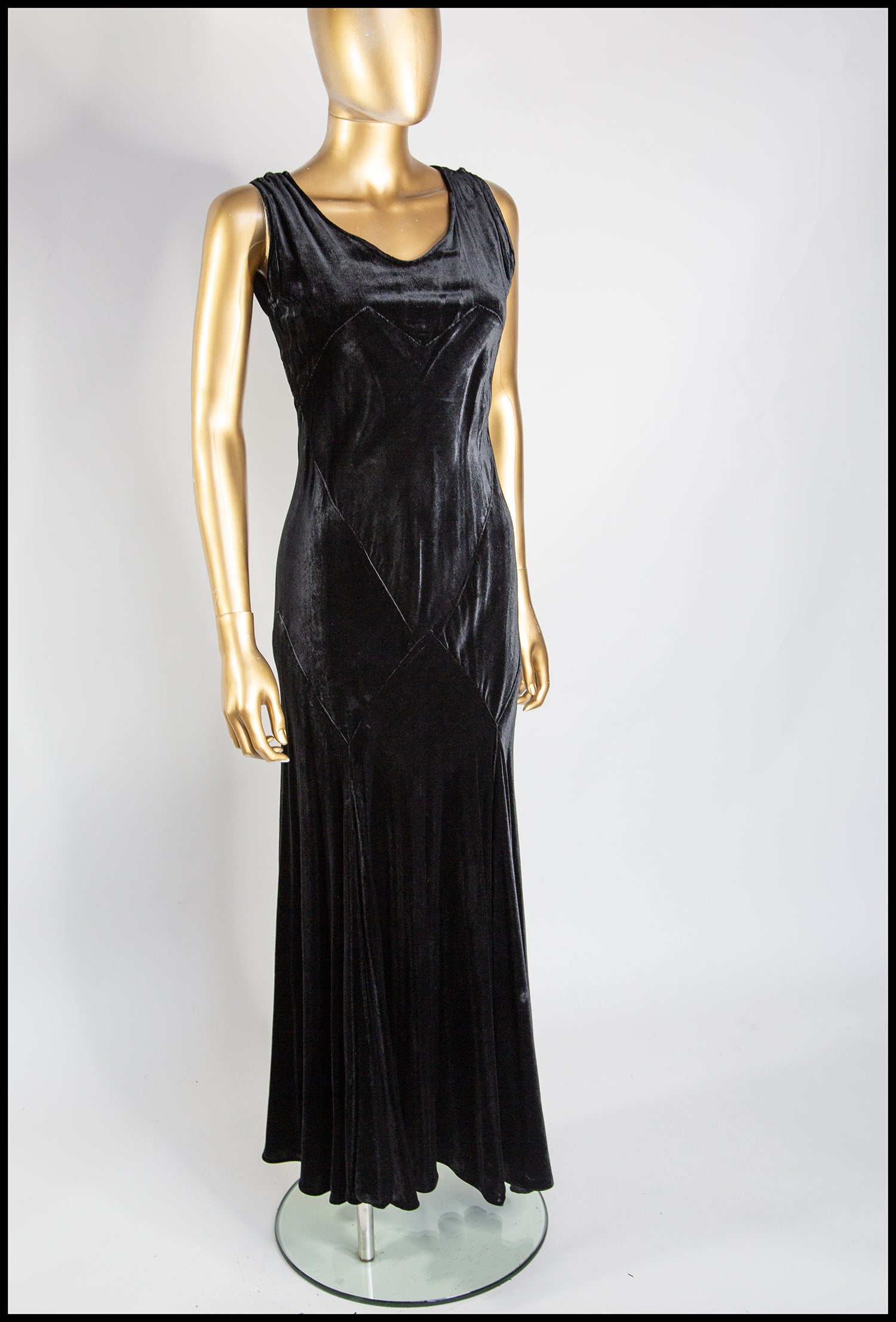 Vintage 1930s Black Bias Cut Velvet Dress ALEXANDRA-KING Vintage 1930s Black Bias Cut Velvet Dress ALEXANDRA-KING