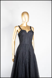 Vintage 1940s Black Lace Gown