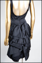 Vintage 1950s Black Satin Vincent Mignon Cocktail Dress