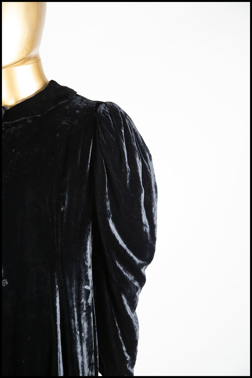 Vintage 1940s Black Silk Velvet Dress Coat