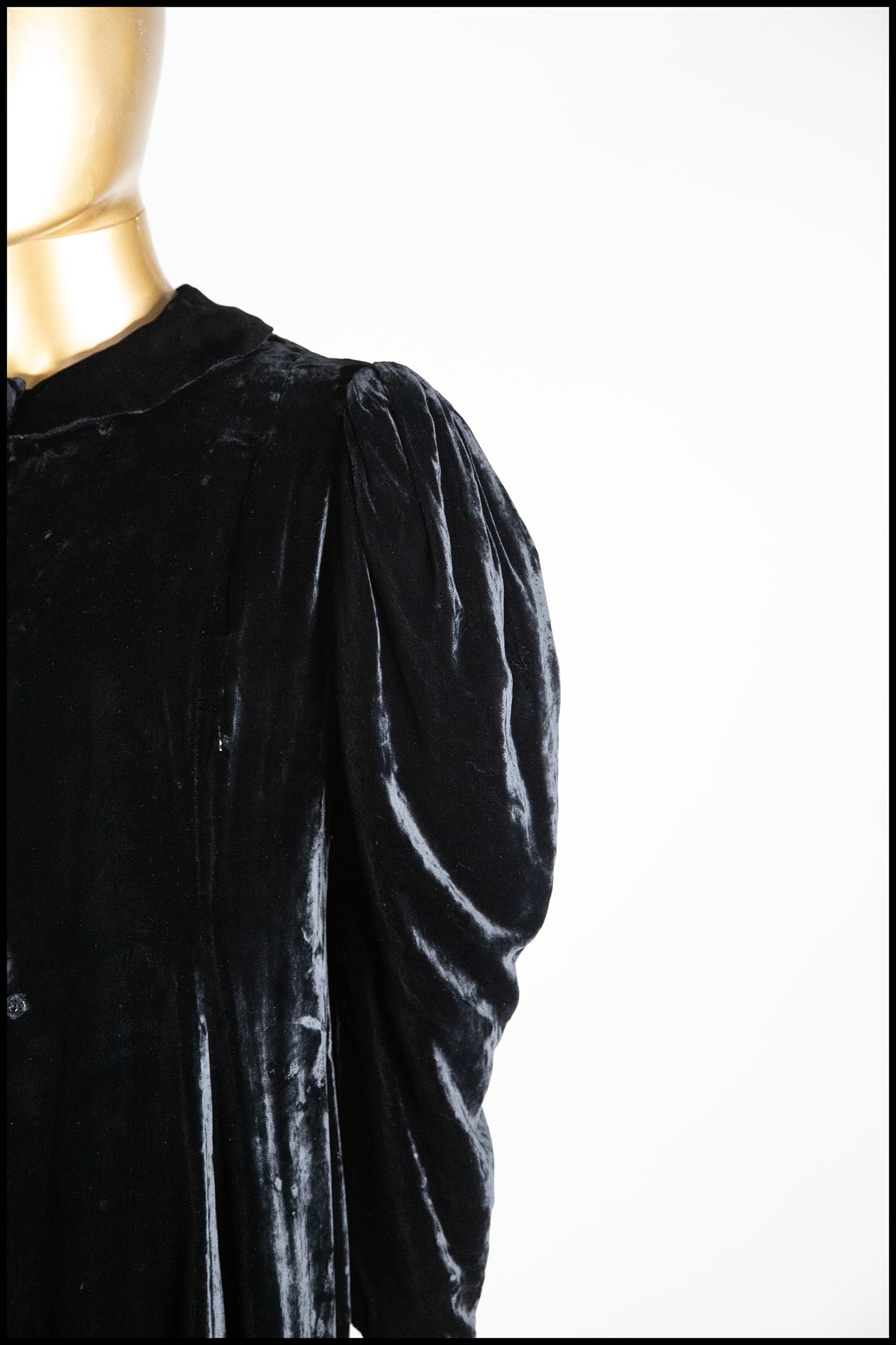 Vintage 1940s Black Silk Velvet Dress Coat