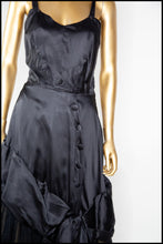 Vintage 1940s Black Satin Tulle Gown