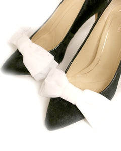 Ivory Velvet Bow Shoe Clips