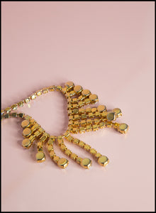 Vintage 1960s Gold Aurora Borealis Crystal Necklace