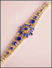 Vintage 1950s Blue Rhinestone Statement Bracelet