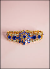 Vintage 1950s Blue Rhinestone Statement Bracelet