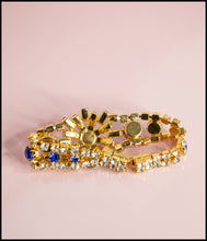Vintage 1950s Blue Rhinestone Statement Bracelet