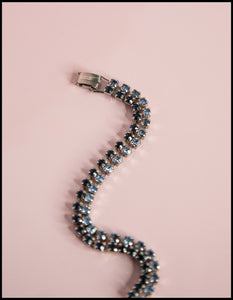 Vintage 1960s Blue Rhinestone Debutant Bracelet