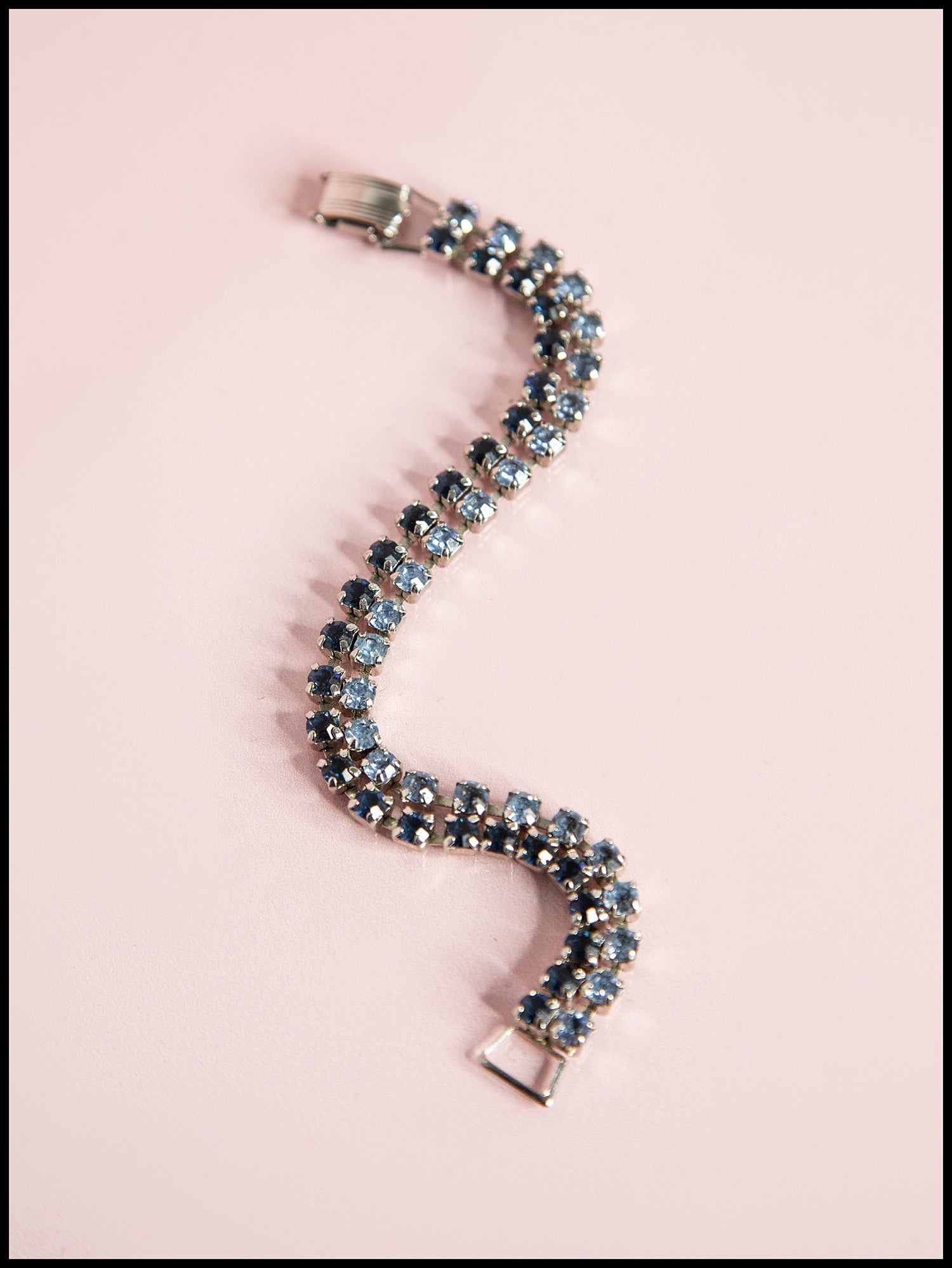 Vintage 1960s Blue Rhinestone Debutant Bracelet