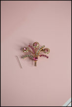 Vintage 1950s Pink Rhinestone Floral Spray Brooch