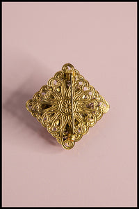 Vintage 1950s Blue Square Czech Rhinestone Brooch