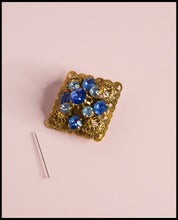Vintage 1950s Blue Square Czech Rhinestone Brooch