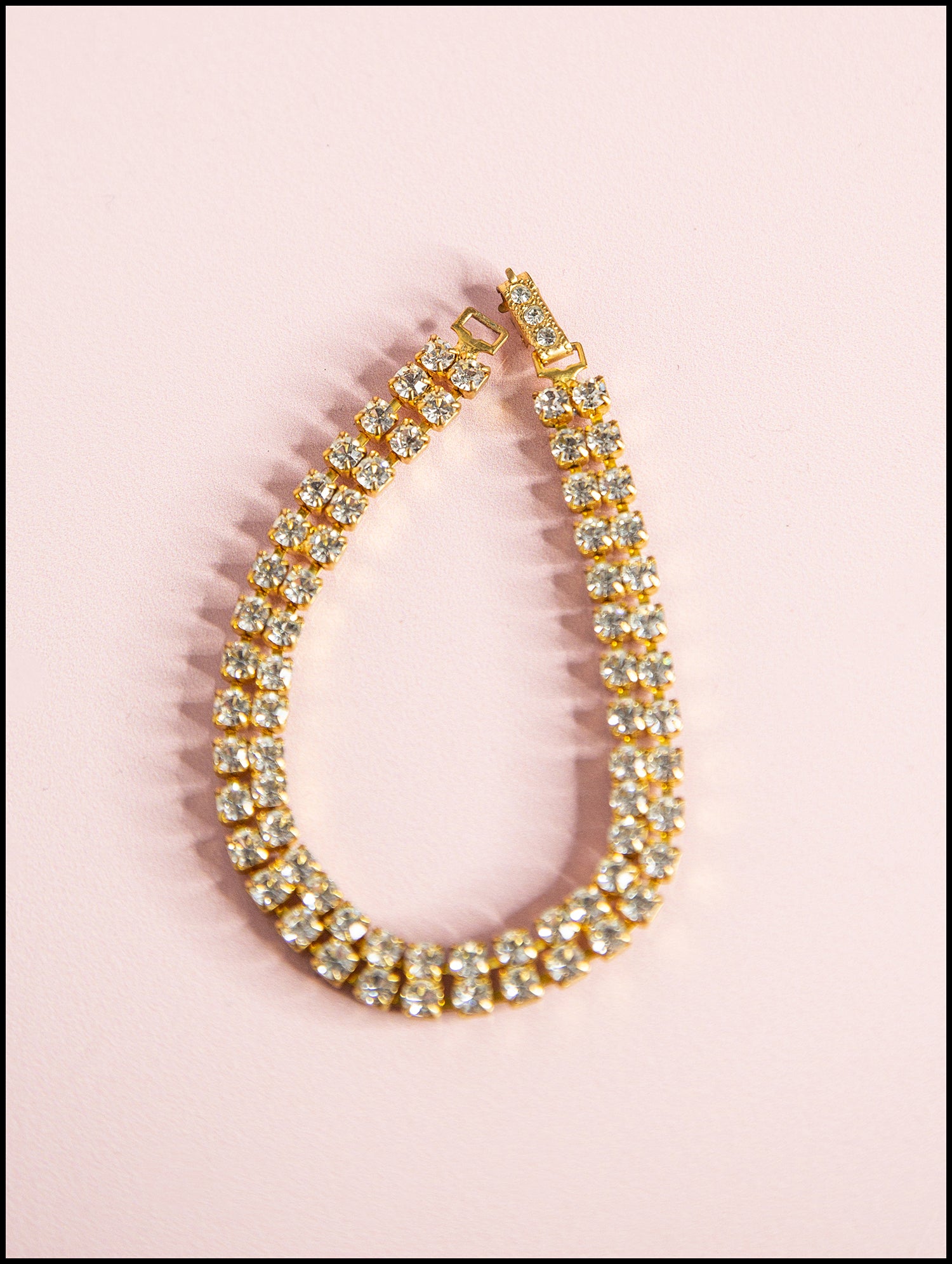 Vintage 1950s Gold Rhinestone Bracelet